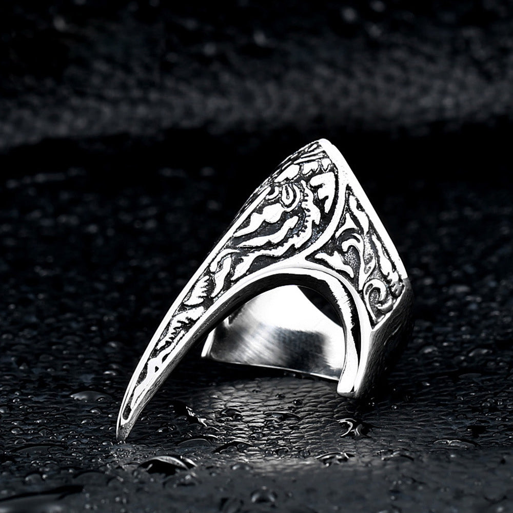 Nordic Raven's Claw - The Nevermore Gothic Ring Titanium Steel