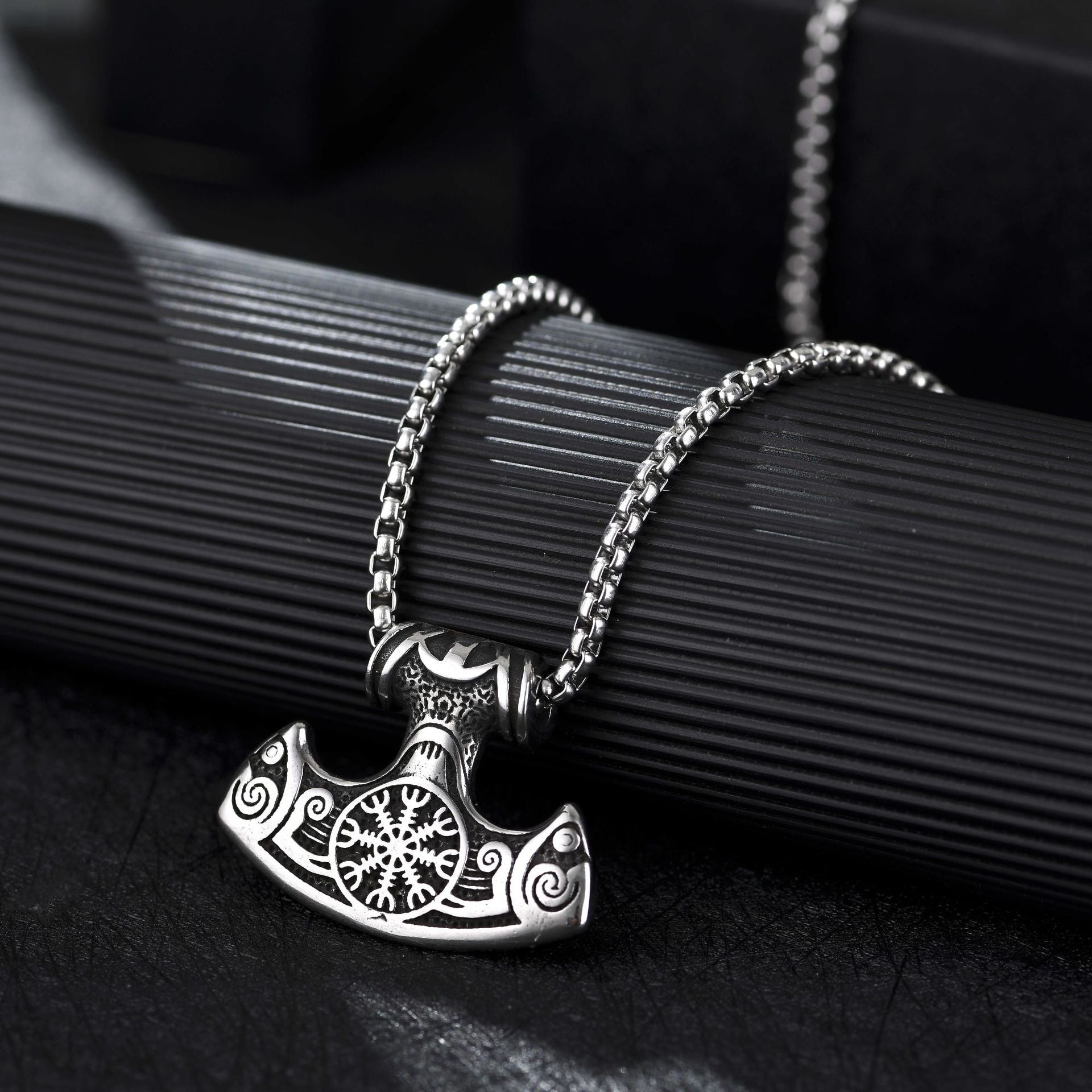 NordicFrost Hammer - The Nevermore Gothic Pendant Necklace Viking Norse Titanium Steel