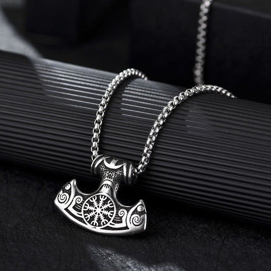 NordicFrost Hammer - The Nevermore Gothic Pendant Necklace Viking Norse Titanium Steel