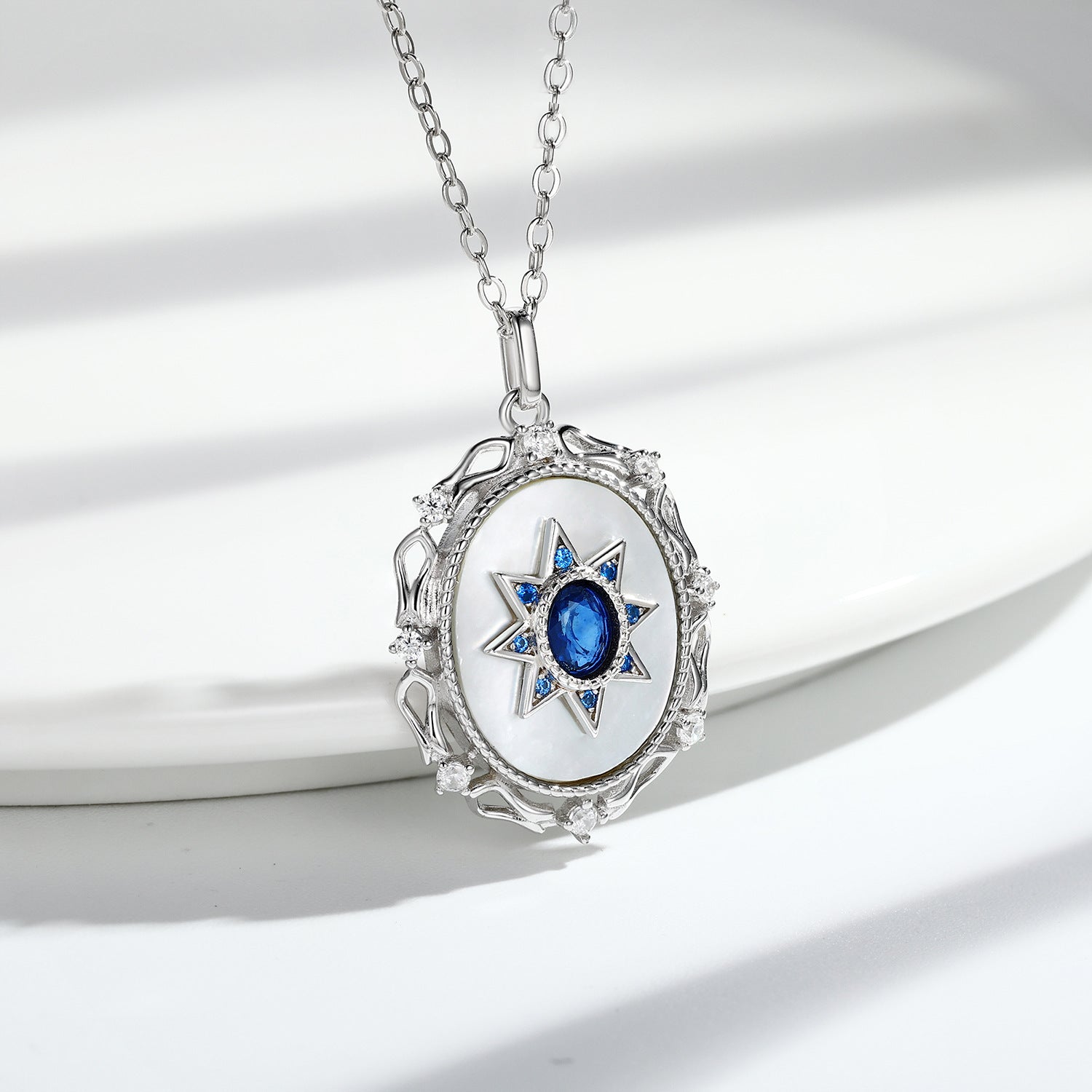 North Star Multifaceted natural sapphire Pendant - The Nevermore Pendant 925 Silver