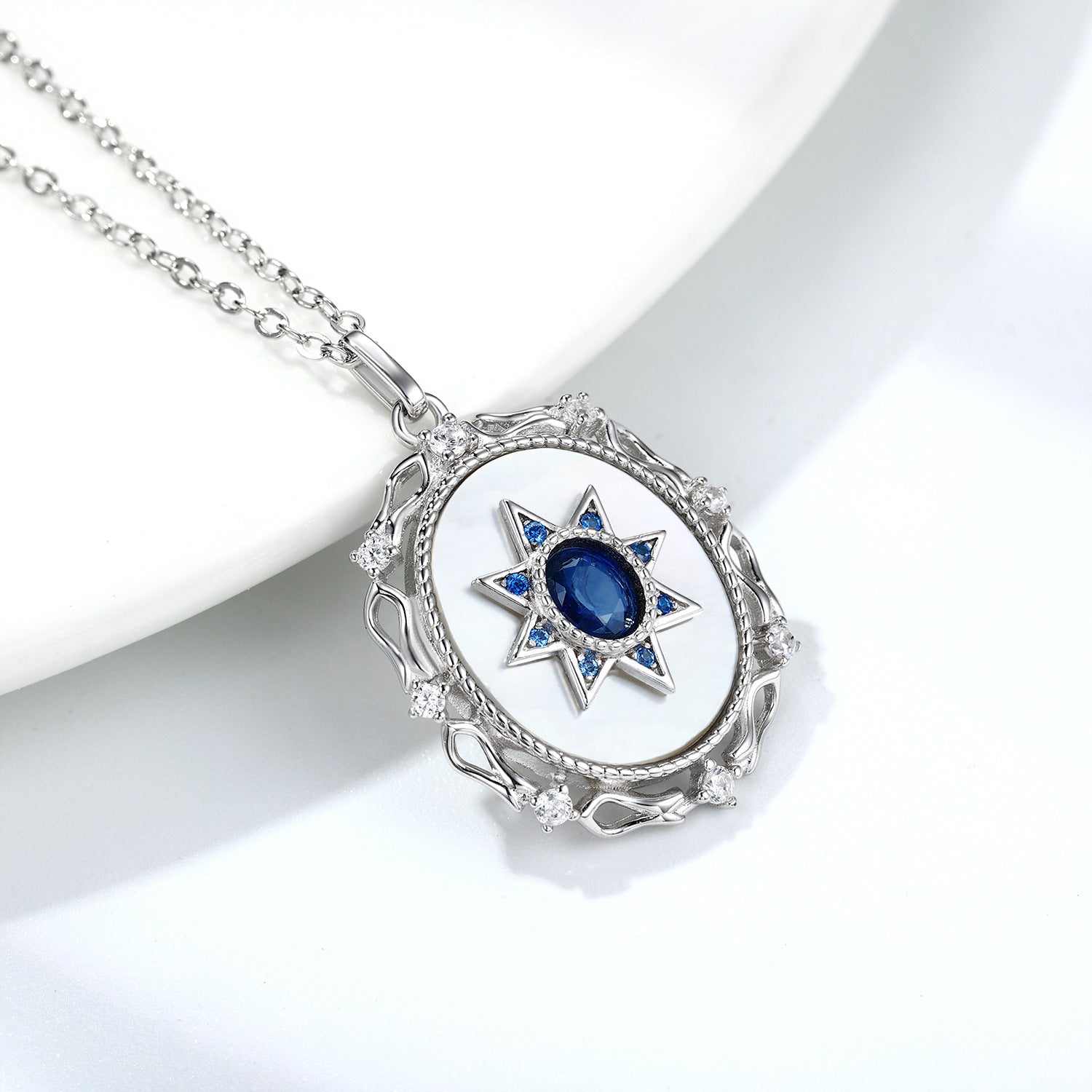 North Star Multifaceted natural sapphire Pendant - The Nevermore Pendant 925 Silver