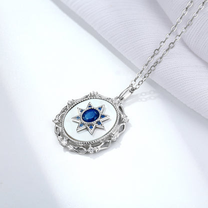 North Star Multifaceted natural sapphire Pendant - The Nevermore Pendant 925 Silver