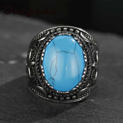 Nostalgic Turquoise - The Nevermore Ring Titanium Steel