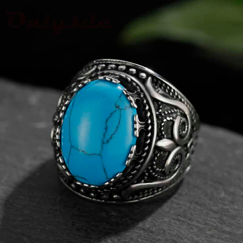 Nostalgic Turquoise - The Nevermore Ring Titanium Steel