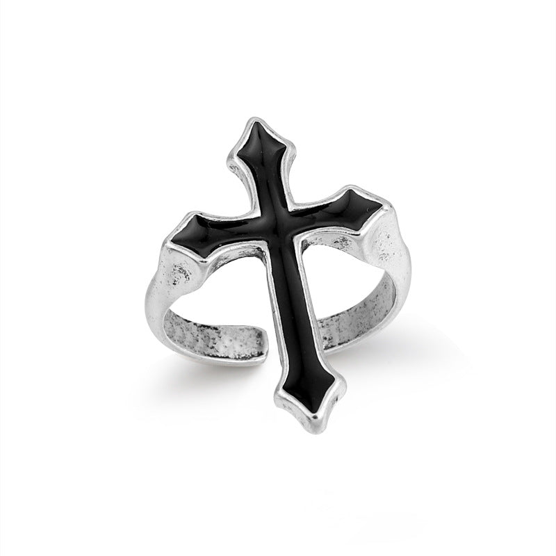 ObsidianCross - The Nevermore Black Big Gothic Cross Ring