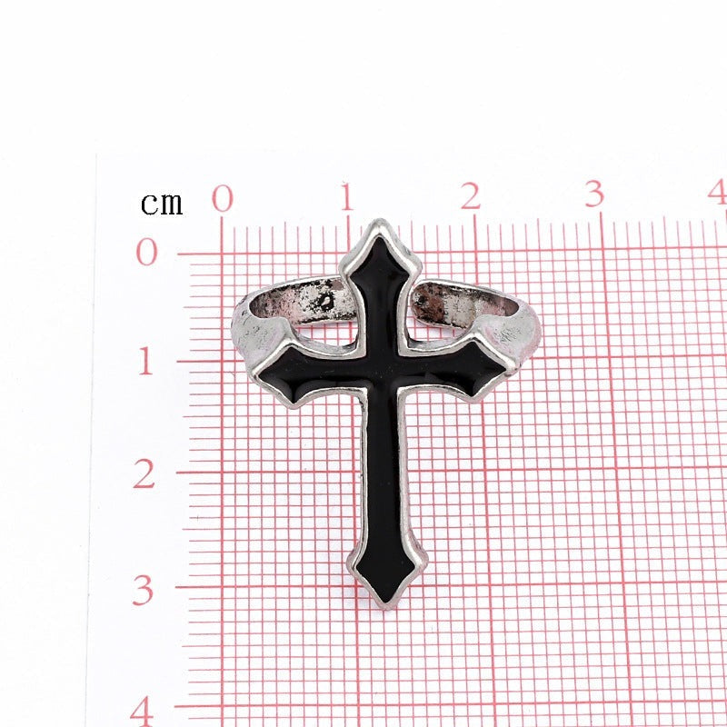 ObsidianCross - The Nevermore Black Big Gothic Cross Ring