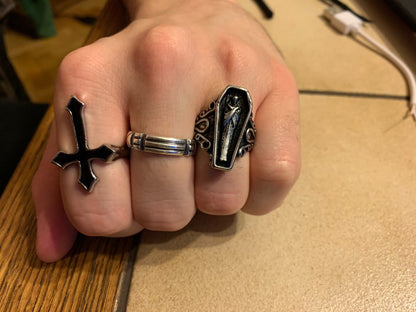 ObsidianCross - The Nevermore Black Big Gothic Cross Ring