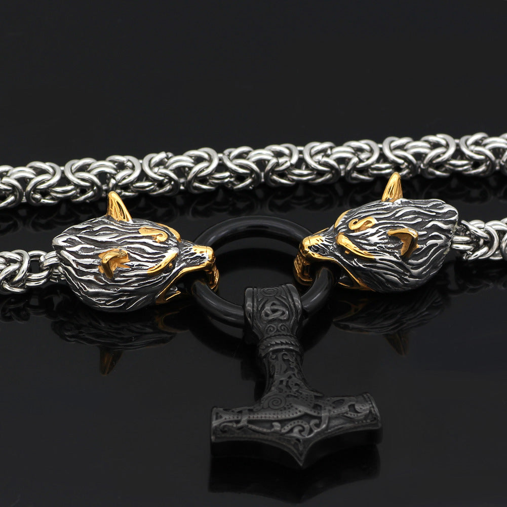 Oddmund Thor's Hammer - The Nevermore Norse Vikings Pendant Necklace for Men Stainless Steel