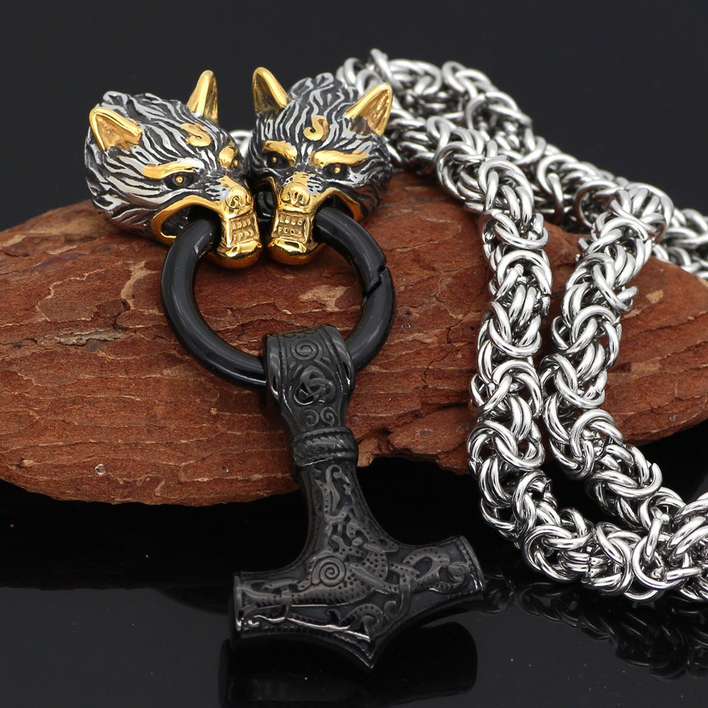 Oddmund Thor's Hammer - The Nevermore Norse Vikings Pendant Necklace for Men Stainless Steel