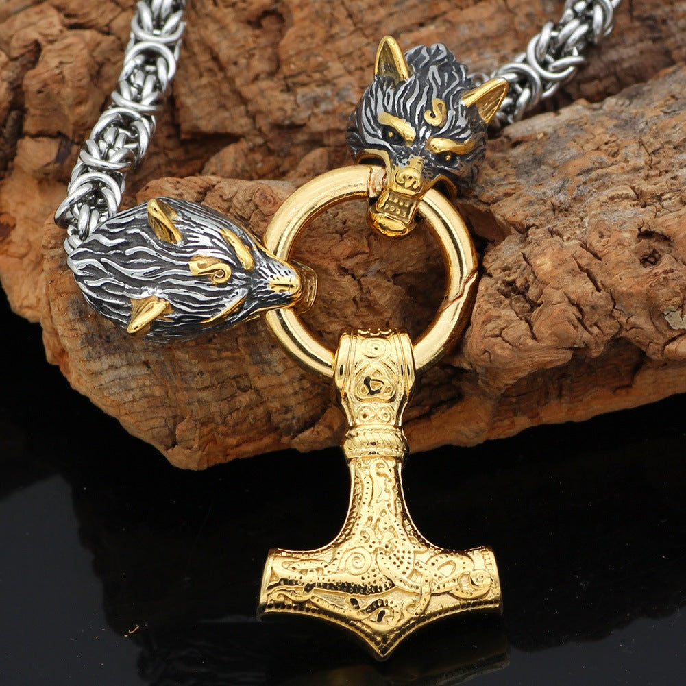 Oddmund Thor's Hammer - The Nevermore Norse Vikings Pendant Necklace for Men Stainless Steel