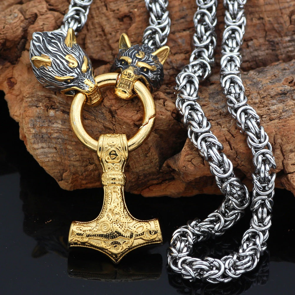 Oddmund Thor's Hammer - The Nevermore Norse Vikings Pendant Necklace for Men Stainless Steel