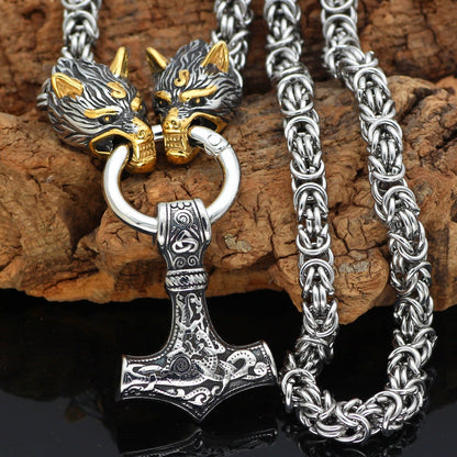 Oddmund Thor's Hammer - The Nevermore Norse Vikings Pendant Necklace for Men Stainless Steel