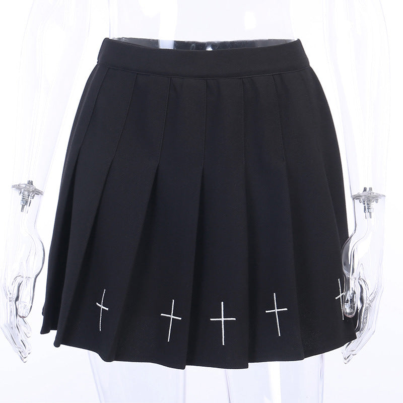 Opal Celestial - The Nevermore Gothic Short Skirt slim pleated