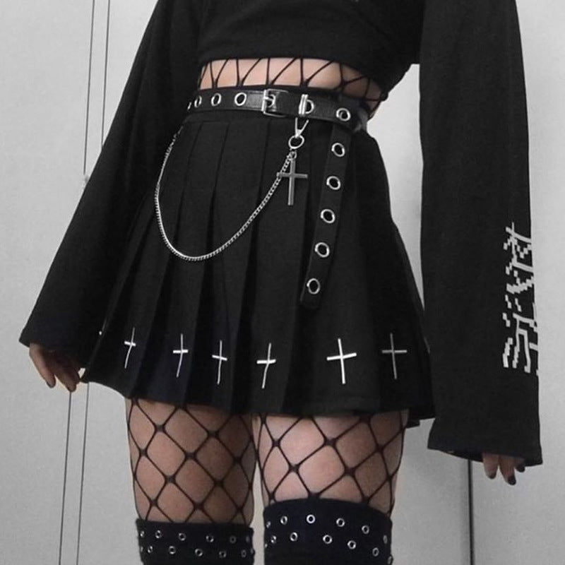 Opal Celestial - The Nevermore Gothic Short Skirt slim pleated