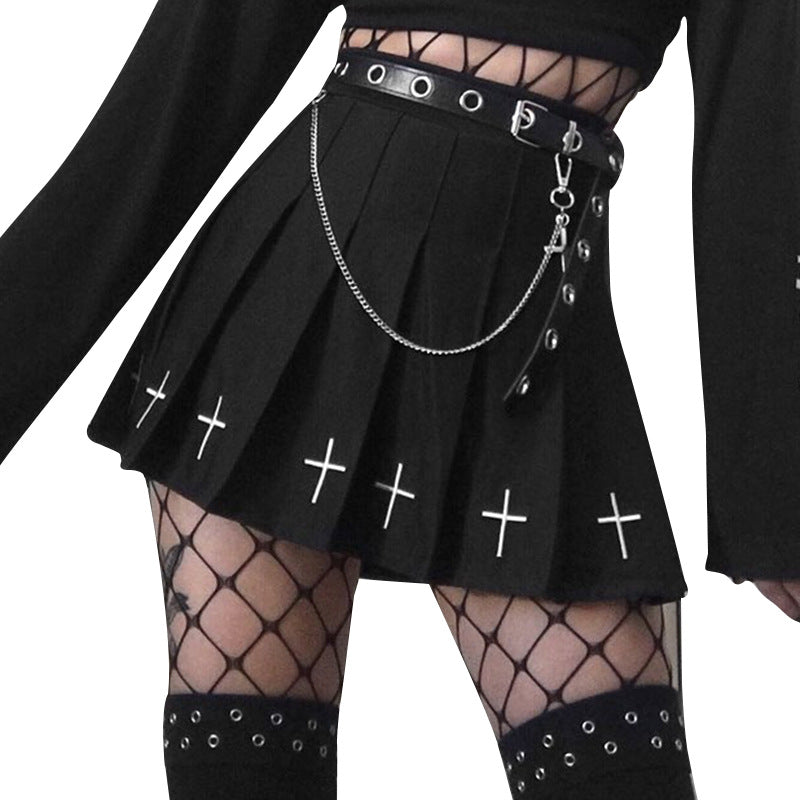 Opal Celestial - The Nevermore Gothic Short Skirt slim pleated