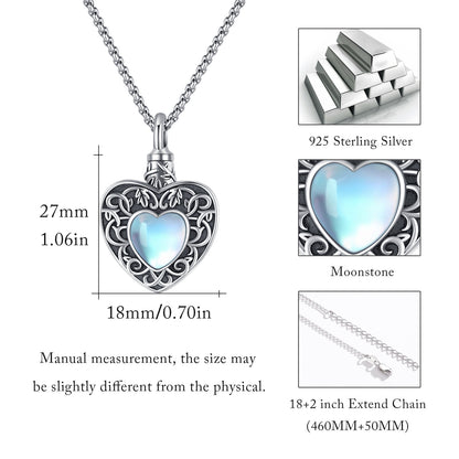 Peaceful Heart - The Nevermore 925 Silver Moonstone Necklace