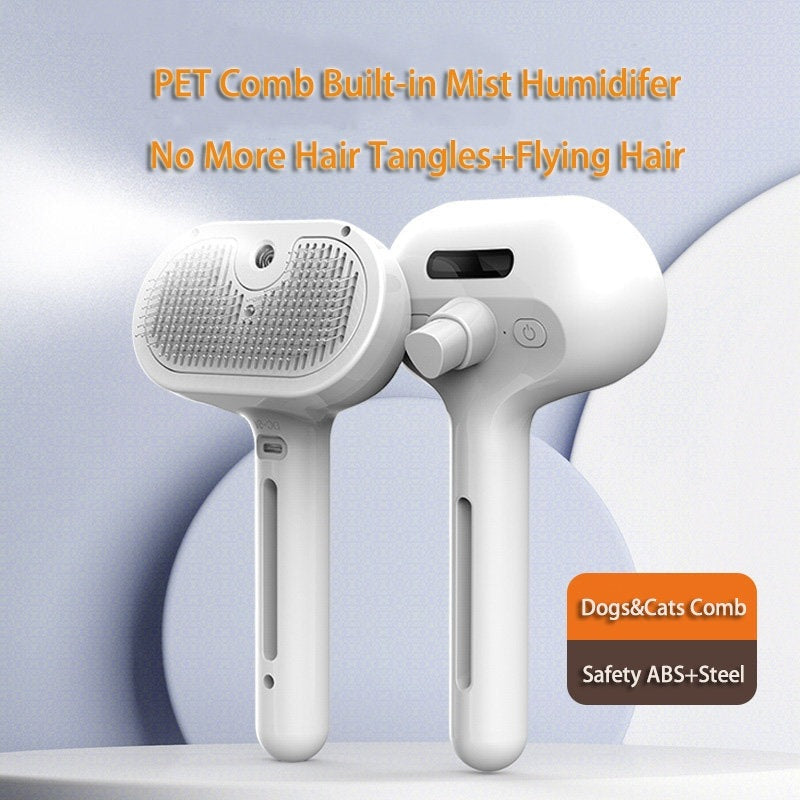 Pet Comb Brush Self Cleaning - Built-in Mist Humidifier - The Nevermore Pet Grooming Supplies