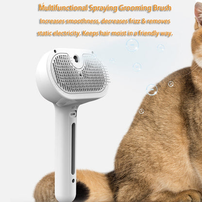 Pet Comb Brush Self Cleaning - Built-in Mist Humidifier - The Nevermore Pet Grooming Supplies