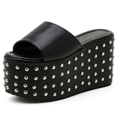 Platform Rivet Slippers - The Nevermore Women's Platform