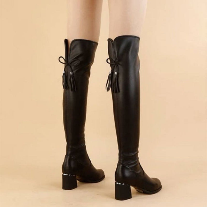 Quinn Wraithsong - The Nevermore Gothic Boots for Women Rubber High-heeled Round Toe