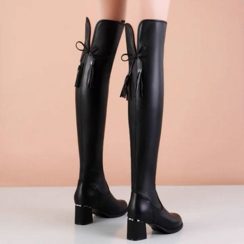 Quinn Wraithsong - The Nevermore Gothic Boots for Women Rubber High-heeled Round Toe