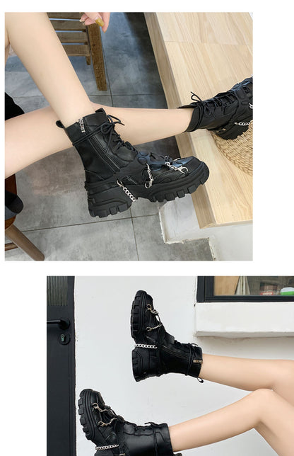 RadianceRift Explosion - The Nevermore Gothic Boots Thick-Soled Mid-Tube Short Boots