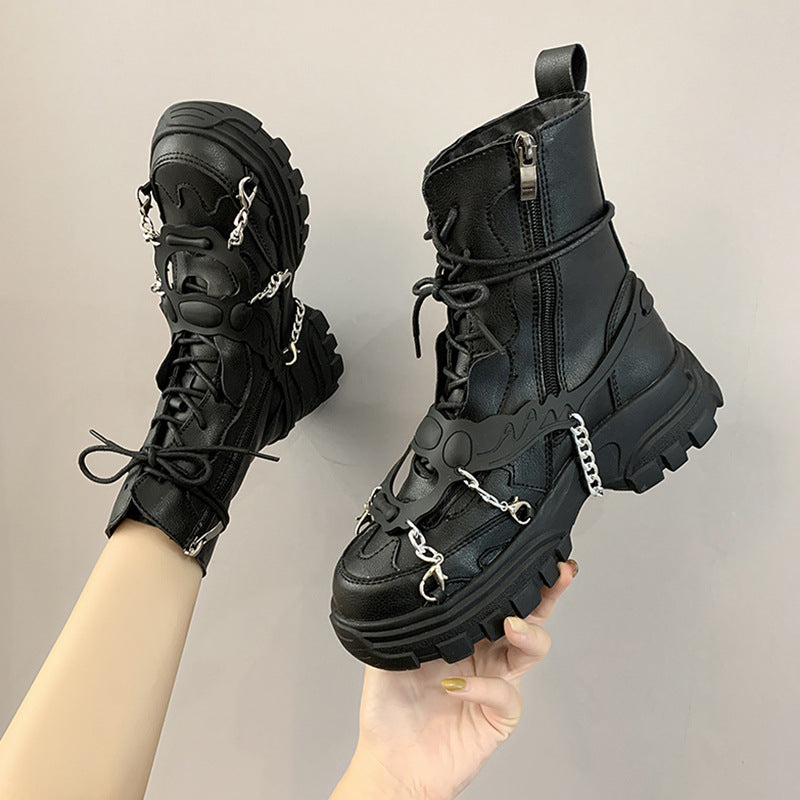 RadianceRift Explosion - The Nevermore Gothic Boots Thick-Soled Mid-Tube Short Boots