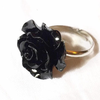 Raven's Heartbeat - The Nevermore Gothic Ring Black Rose