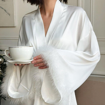 Rayon Feather Robe - The Nevermore Pajamas