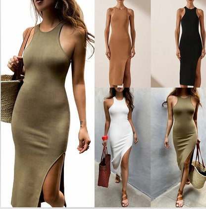 River - The Nevermore Sleeveless Tight Slit Long Dress for Women