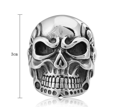 Roderick Moonlit Skull - The Nevermore Gothic Ring Titanium Steel