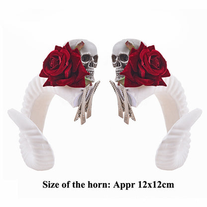 Rose skull horn pins - The Nevermore Gothic Hairpins