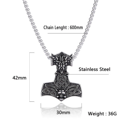 Sacred Hammer - The Nevermore Gothic Stainless Steel Pendant Necklace