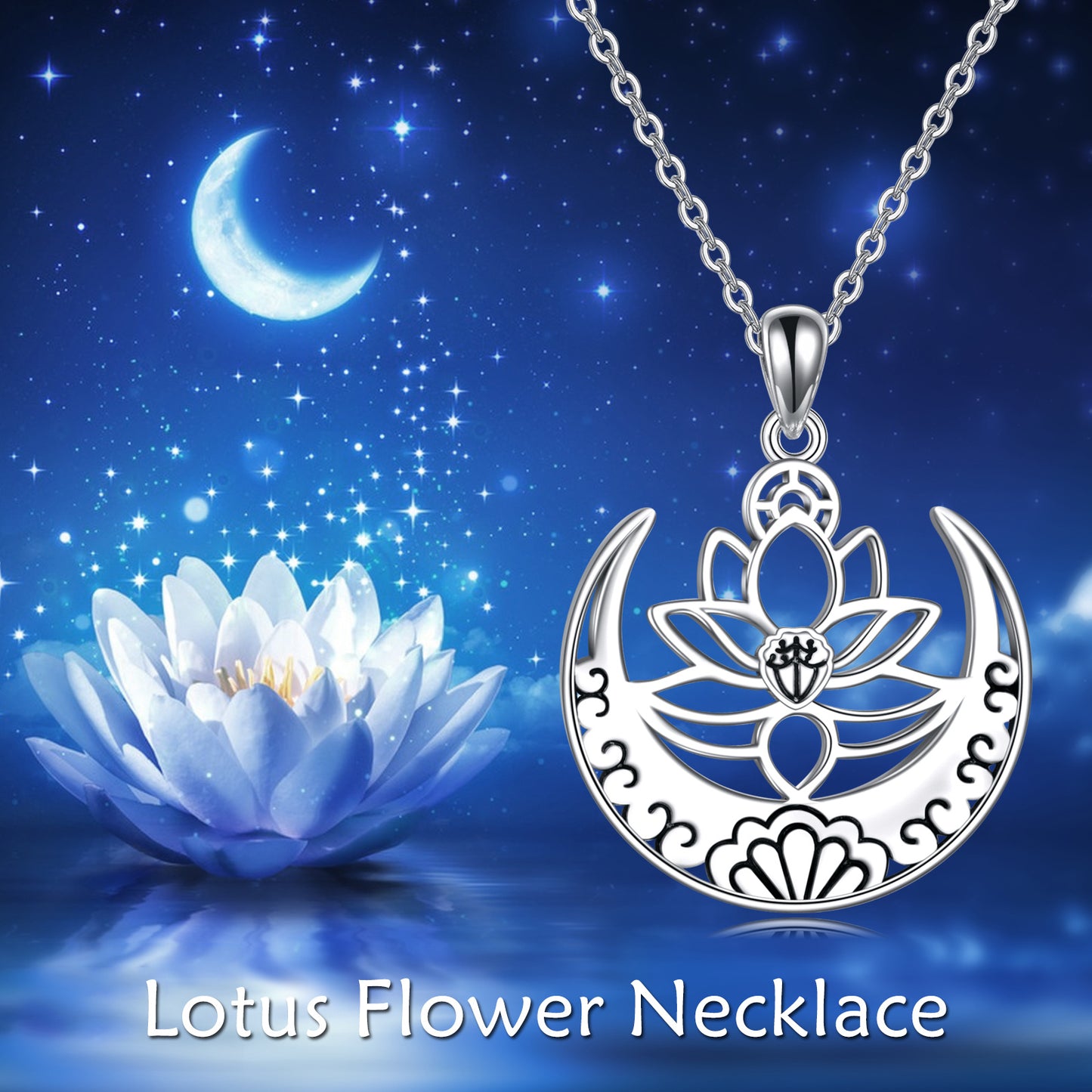 Sacred Lotus Emblem - The Nevermore yoga Pendant Necklace sterling silver