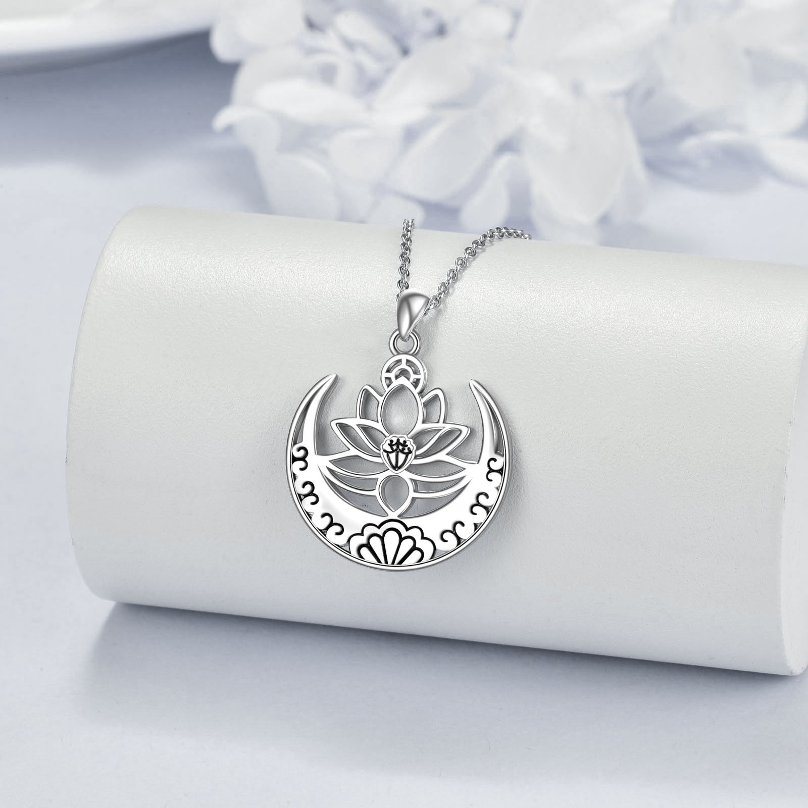 Sacred Lotus Emblem - The Nevermore yoga Pendant Necklace sterling silver