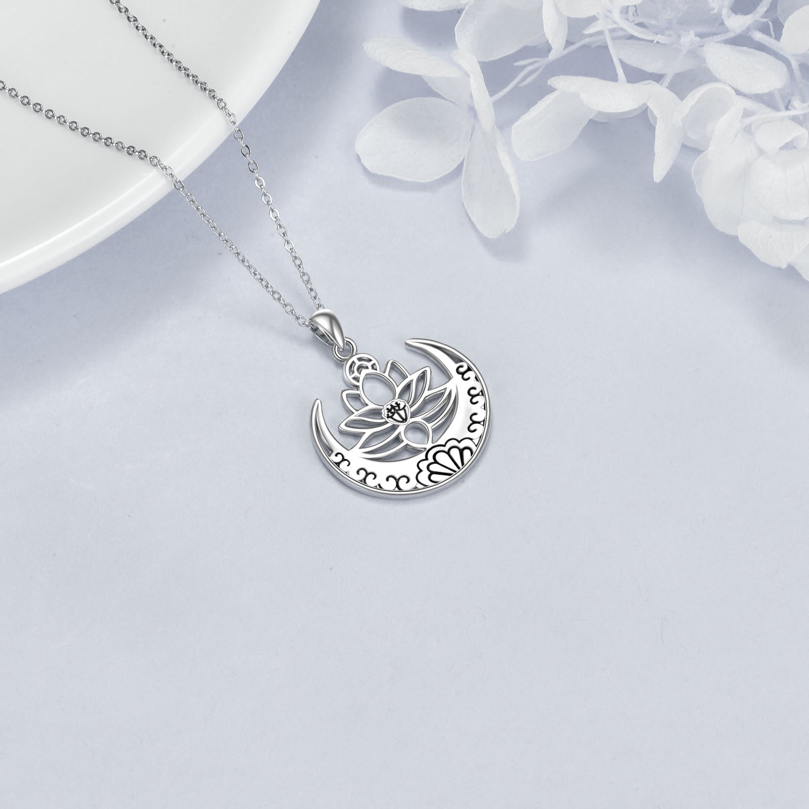 Sacred Lotus Emblem - The Nevermore yoga Pendant Necklace sterling silver