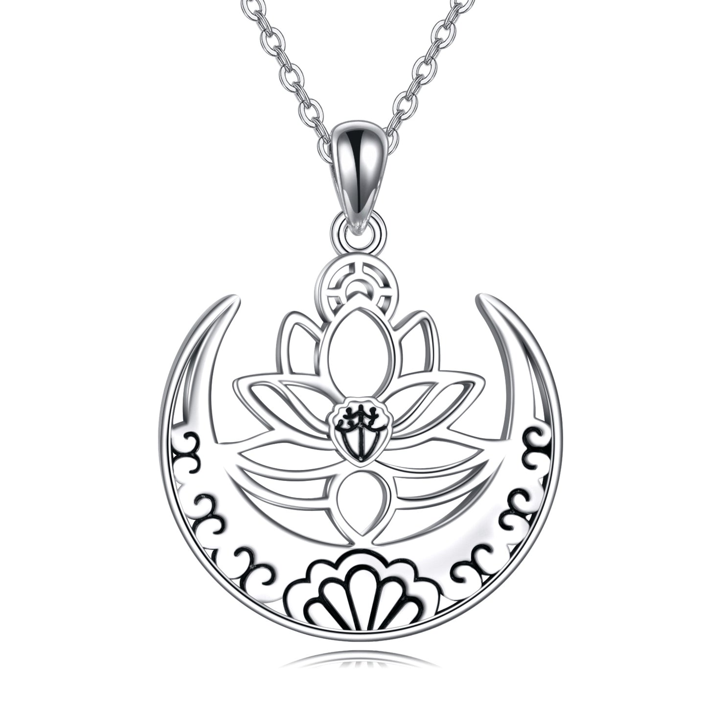 Sacred Lotus Emblem - The Nevermore yoga Pendant Necklace sterling silver