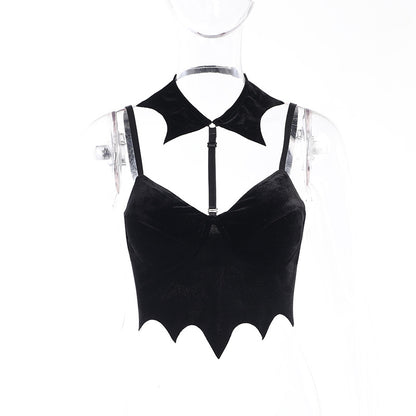 Scarlet - The Nevermore Gothic Tanks for Women Suspender Short Bat Halter Top