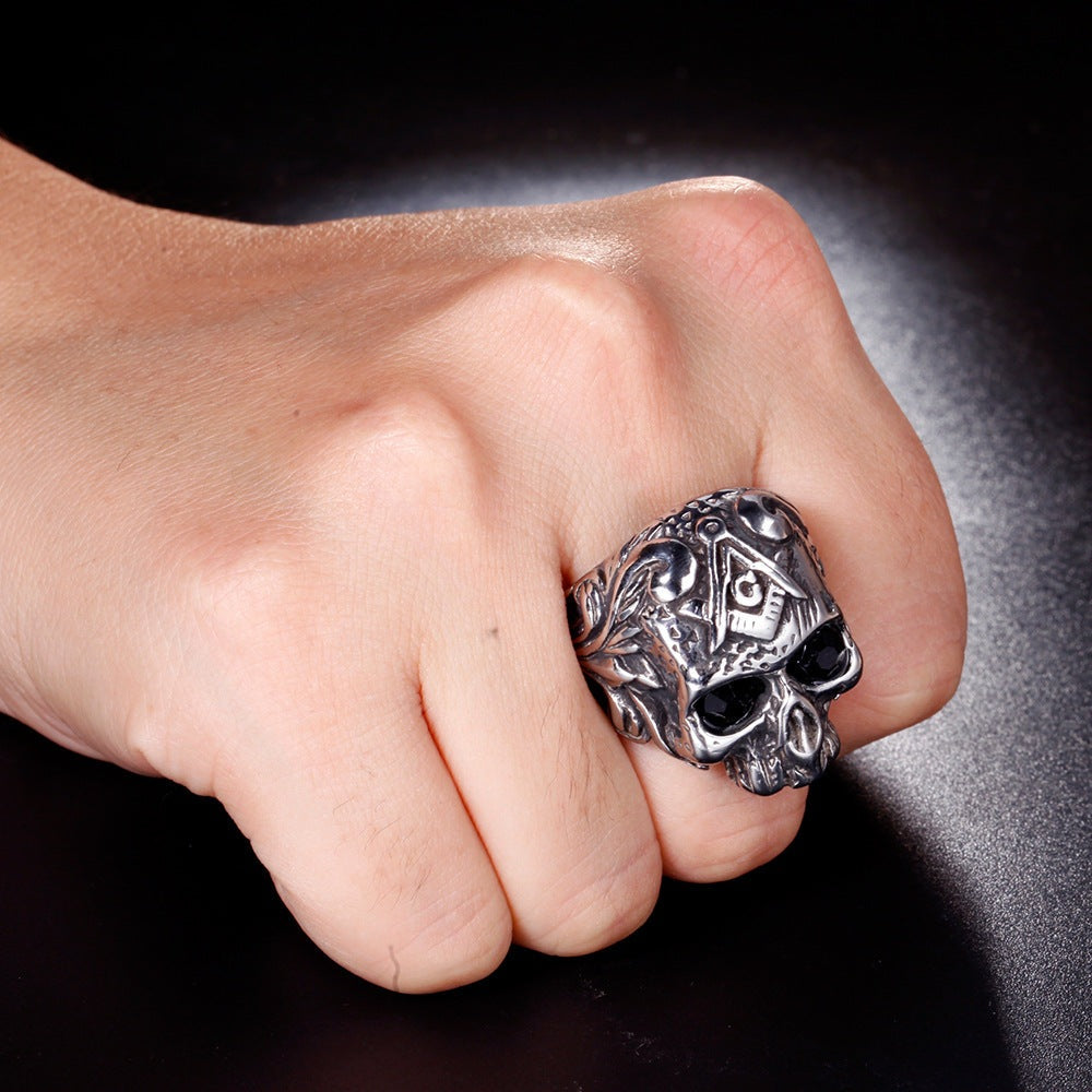 Secret Society Skull - The Nevermore Gothic Ring Titanium Steel