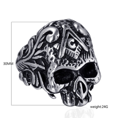 Secret Society Skull - The Nevermore Gothic Ring Titanium Steel