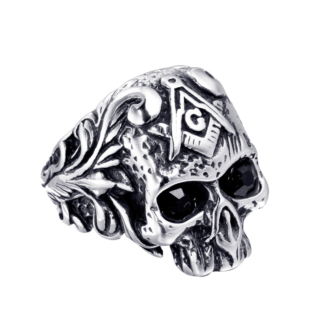 Secret Society Skull - The Nevermore Gothic Ring Titanium Steel