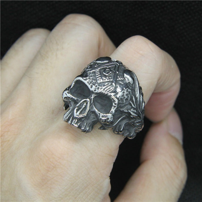 Secret Society Skull - The Nevermore Gothic Ring Titanium Steel