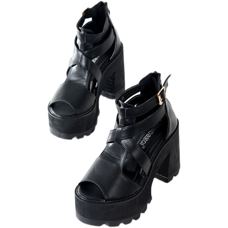 Severin Wraith - The Nevermore Gothic Shoes for Women Chunky Heel Sandals