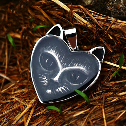 Shadow Feline - The Nevermore Gothic Pendant Necklace in Stainless Steel