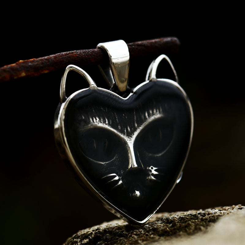 Shadow Feline - The Nevermore Gothic Pendant Necklace in Stainless Steel