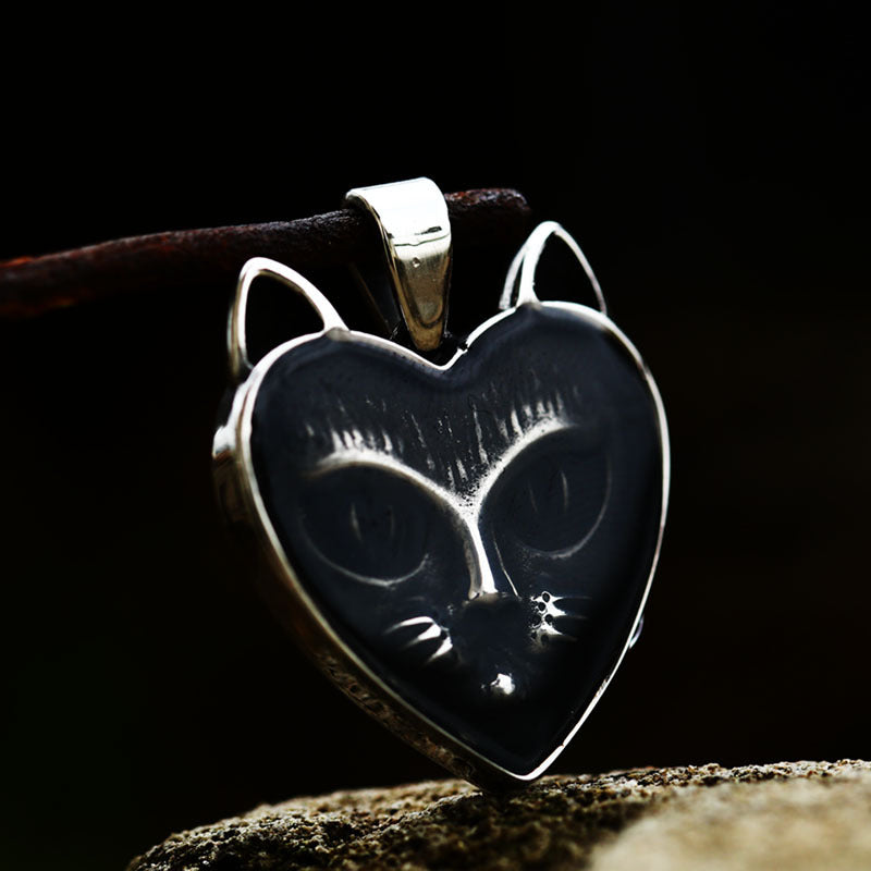 Shadow Feline - The Nevermore Gothic Pendant Necklace in Stainless Steel