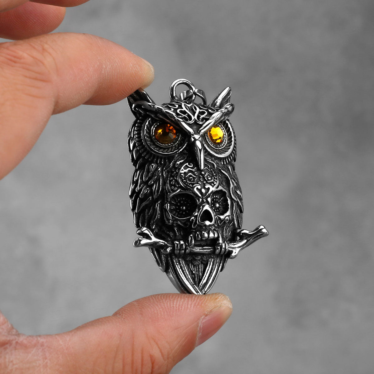 Shadow Guardian Owl - The Nevermore Gothic Pendant Necklace Titanium Steel