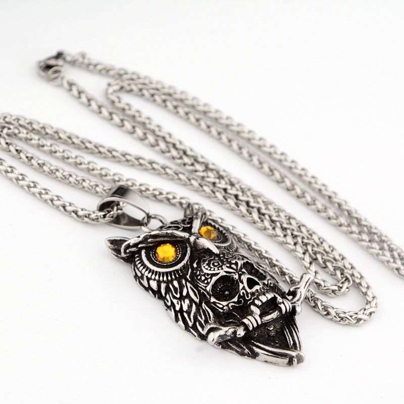 Shadow Guardian Owl - The Nevermore Gothic Pendant Necklace Titanium Steel