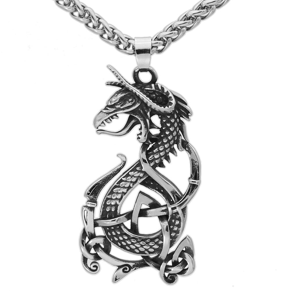 Shadowfire Dragon - The Nevermore Gothic Pendant Necklace Titanium Steel