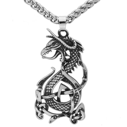 Shadowfire Dragon - The Nevermore Gothic Pendant Necklace Titanium Steel